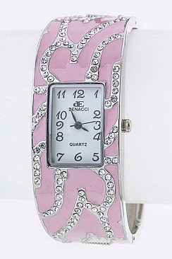 Stylish Crystal & Enamel Bangle Watch LA-BG1163L10