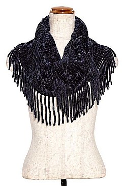 FRINGED TUBE INFINITY SCARF
