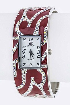 Stylish Crystal & Enamel Bangle Watch LA-BG1163L10