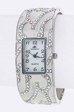 Stylish Crystal & Enamel Bangle Watch LA-BG1163L10