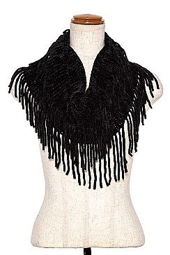 FRINGED TUBE INFINITY SCARF