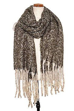 OBLONG TWO TONE FRINGED SCARF