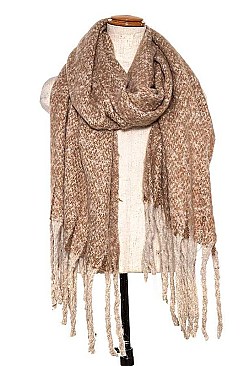 OBLONG TWO TONE FRINGED SCARF