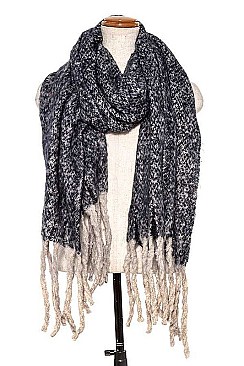 OBLONG TWO TONE FRINGED SCARF