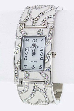 Fashionable Crystal & Enamel Bracelet Watch LA-OB068L4