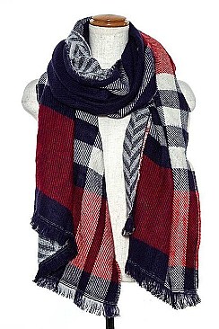 PLAID PRINTED BLANKET SCARF