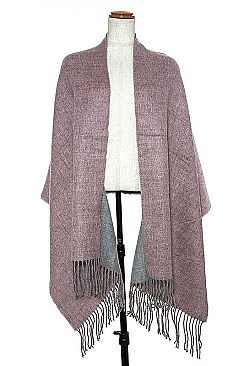 OBLONG FRINGE TWO TONE SCARF