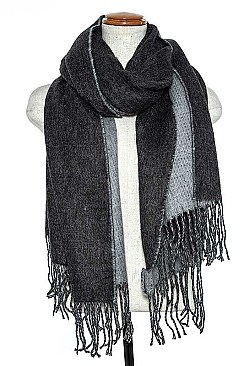 OBLONG FRINGE TWO TONE SCARF