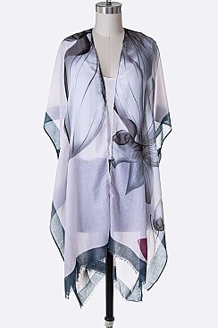 Flower Printed Watercolor Kimono