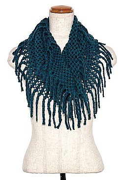 TUBE TWO TONE FRINGE INFINITY SCARF