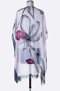 Flower Printed Watercolor Kimono