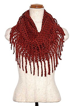 TUBE TWO TONE FRINGE INFINITY SCARF