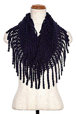 TUBE TWO TONE FRINGE INFINITY SCARF