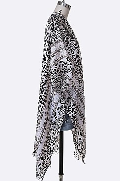 Raw Edge Cheetah Printed Kimono