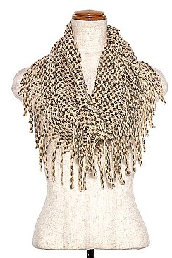 TUBE TWO TONE FRINGE INFINITY SCARF