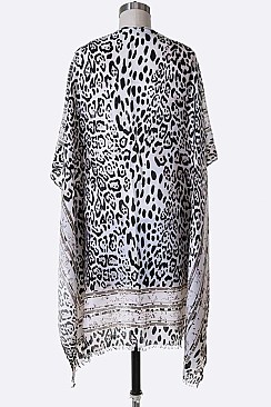 Raw Edge Cheetah Printed Kimono