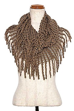 TUBE TWO TONE FRINGE INFINITY SCARF