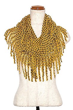 TUBE TWO TONE FRINGE INFINITY SCARF