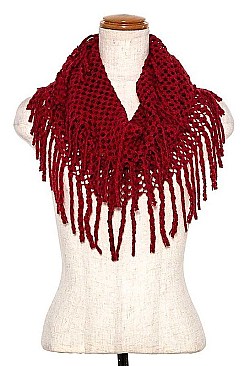 TUBE TWO TONE FRINGE INFINITY SCARF