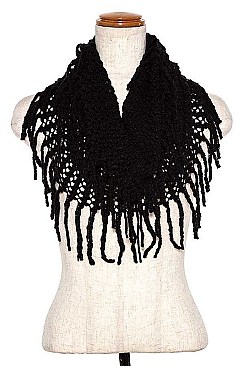 TUBE TWO TONE FRINGE INFINITY SCARF