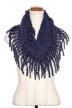 TUBE TWO TONE FRINGE INFINITY SCARF