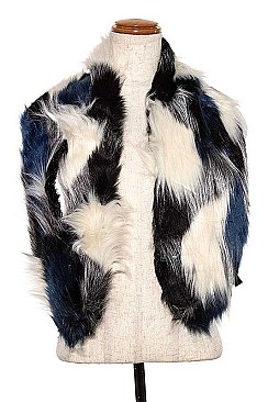 FAUX FUR COLOR BLOCK NECK WARMER