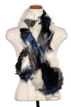 FAUX FUR COLOR BLOCK NECK WARMER
