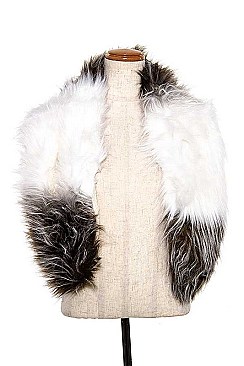 TWO COLOR FAUX FUR NECK WARMER