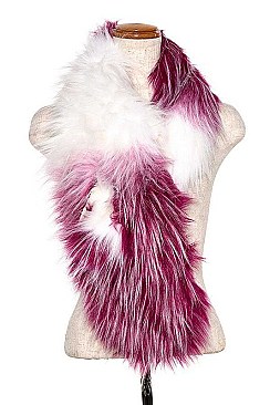 TWO COLOR FAUX FUR NECK WARMER