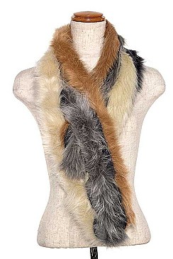 FAUX FUR COLOR BLOCK NECK WARMER