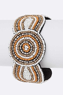 Adjustable Seed Beads Open Cuff