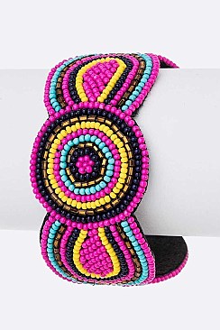Adjustable Seed Beads Open Cuff