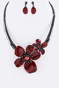 Iconic Enamel Flower Statement Necklace Set LA-YNE3322