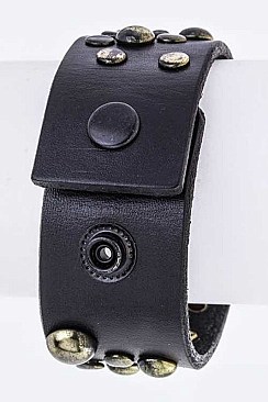 Stylish Mix Studs Leather Cuff LA98-B008