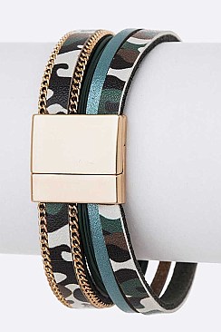 Magnetic Heart Charm Camouflage Bracelet