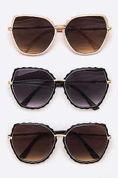 Pack of 12 Contrast Frame Butterfly Oversize Sunglasses Set