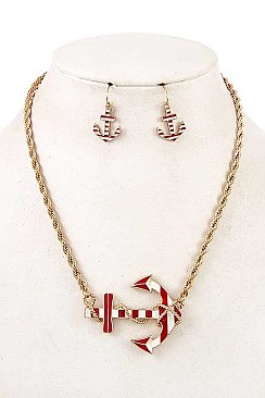 TWISTED CHAIN ANCHOR PENDANT NECKLACE SET