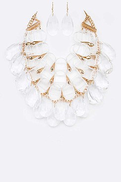 Iconic Resin Layer Bib Necklace Set