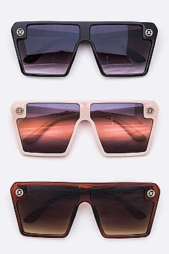 Pack of 12 Mix Tint Shield Inspired Iconic Square Sunglasses Set