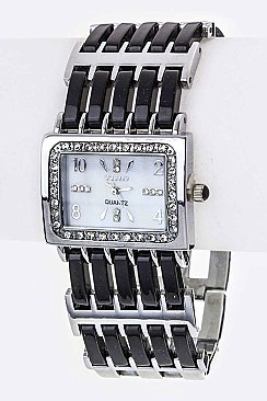 Fashionable Hinged Resin Bars Bracelet Watch LA-OB433L3