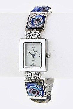 Stylish Crystal & Resin Stone Bracelet Watch LA-606