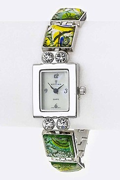 Stylish Crystal & Resin Stone Bracelet Watch LA-606