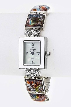 Stylish Crystal & Resin Stone Bracelet Watch LA-606