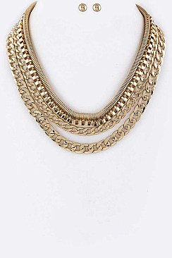 Stylish Mix Chains Layered Necklace Set LA-JS6006