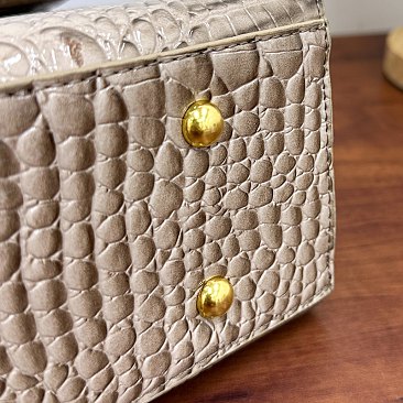 Quality " H " Metal Accent Crocodile Satchel