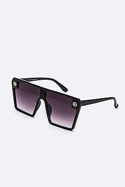 Pack of 12 Mix Tint Shield Inspired Iconic Square Sunglasses Set