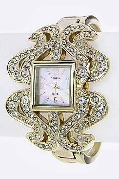 Stylish Crystal Swirl Bangle Watch LA-3124TRY