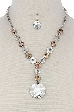 STYLISH MULTI TONE PATINA Y-LINKS FASHION NECKLACE SET JYQNE14225