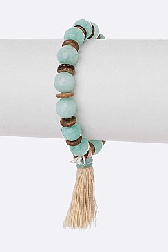 Authentic Stone Tassel Stretch Bracelet