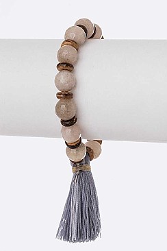 Authentic Stone Tassel Stretch Bracelet